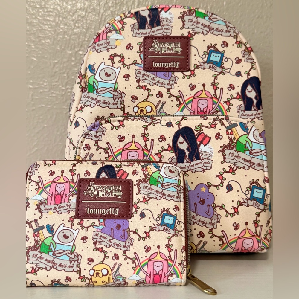 Loungefly Adventure Time Backpack with Matching Wallet